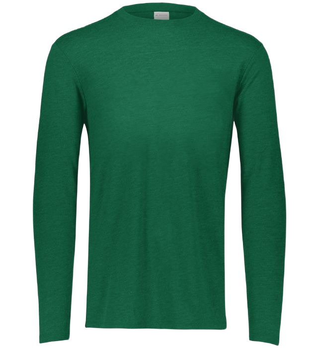 Augusta Youth Long Sleeve Tri-Blend Tee - Dark Green Heather