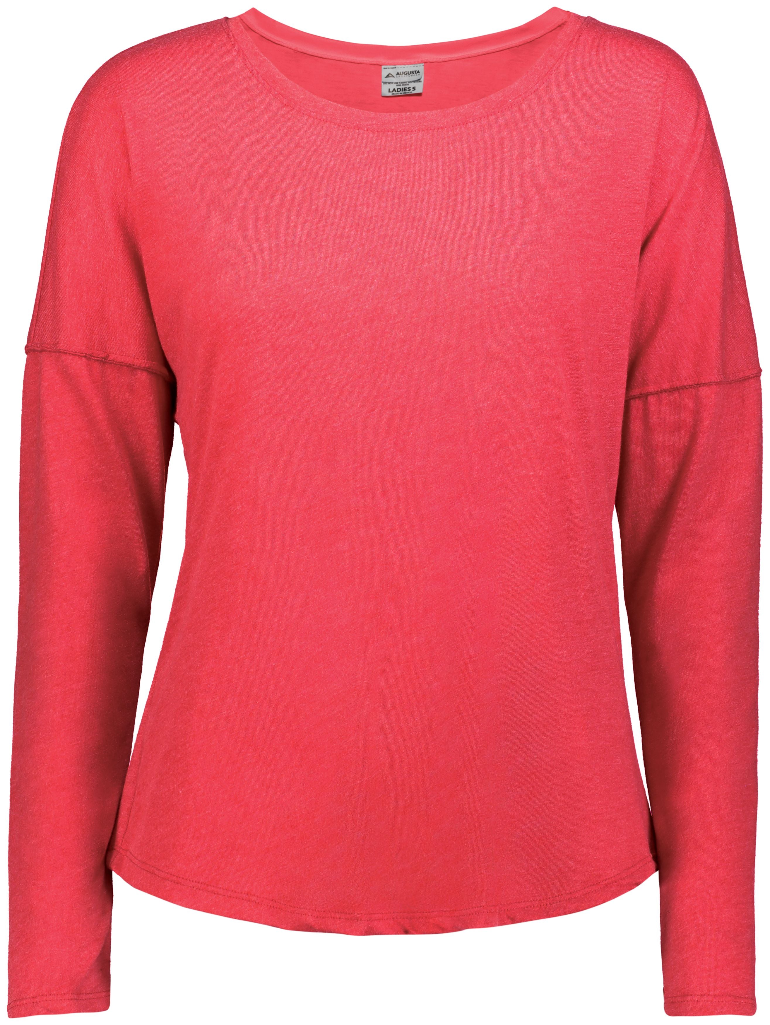 Augusta Women's Long Sleeve Tri-Blend Tee - Red Heather