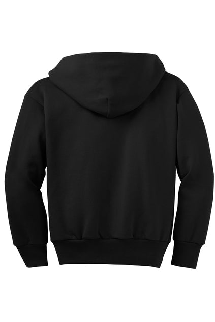 Port & Co Youth Core Fleece Full-Zip Hooded Sweatshirt - Jet Black