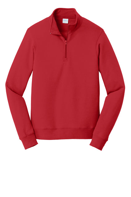 Port & Co Adult Fleece 1/4-Zip Pullover Sweatshirt - Red