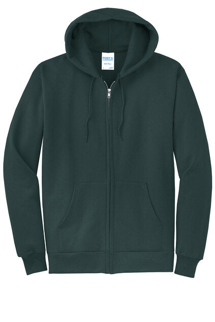 Port & Co Adult Core Fleece Full-Zip Hooded Sweatshirt - Dark Green