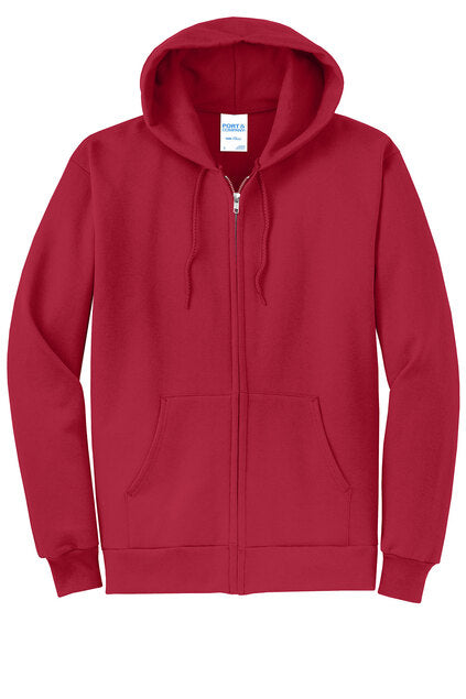 Port & Co Adult Core Fleece Full-Zip Hooded Sweatshirt - Red
