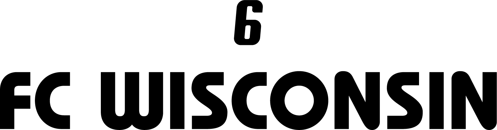 The number 6 above the text "FC WISCONSIN" in a bold black sans-serif font on a white background.