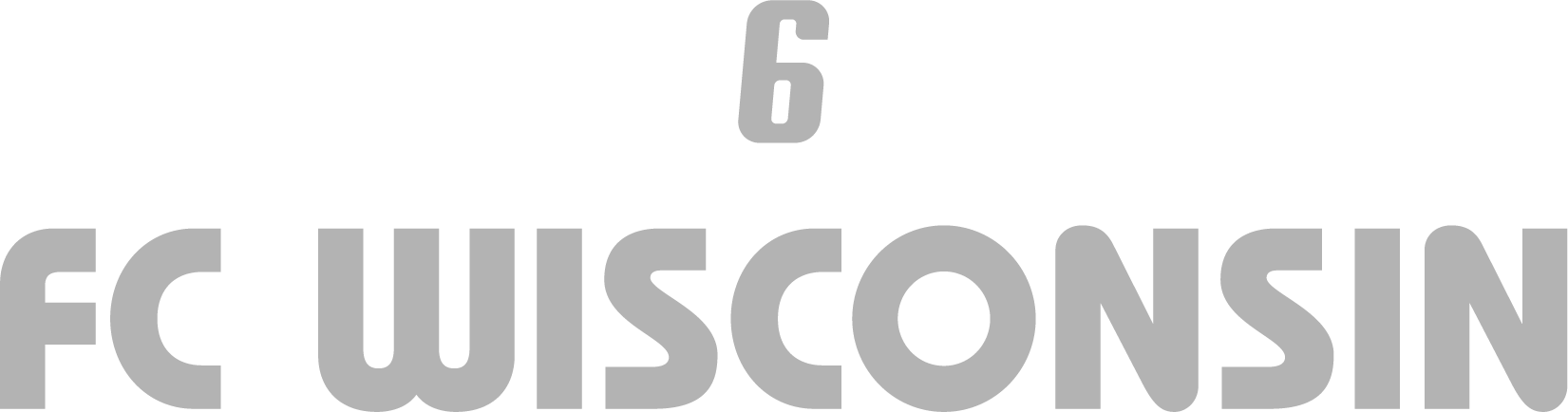 Light gray logo featuring the number 6 above the text "FC WISCONSIN" in a bold, rounded font.