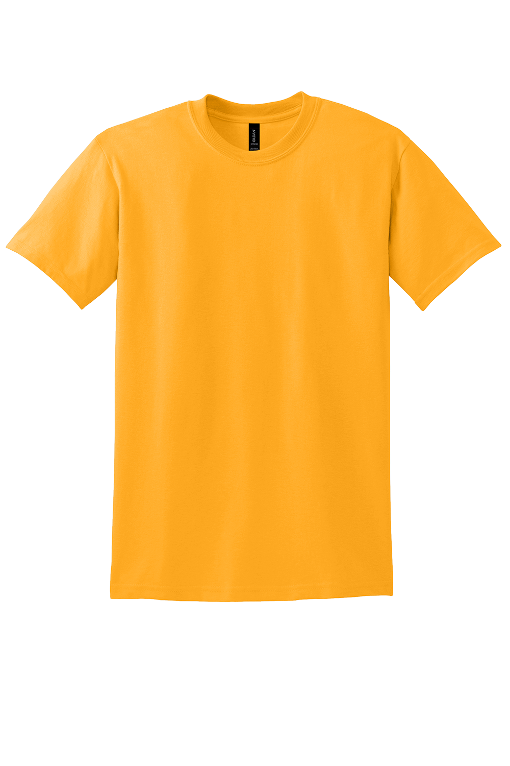 A plain, bright yellow crew neck t-shirt with short sleeves, shown from the front against a white background.