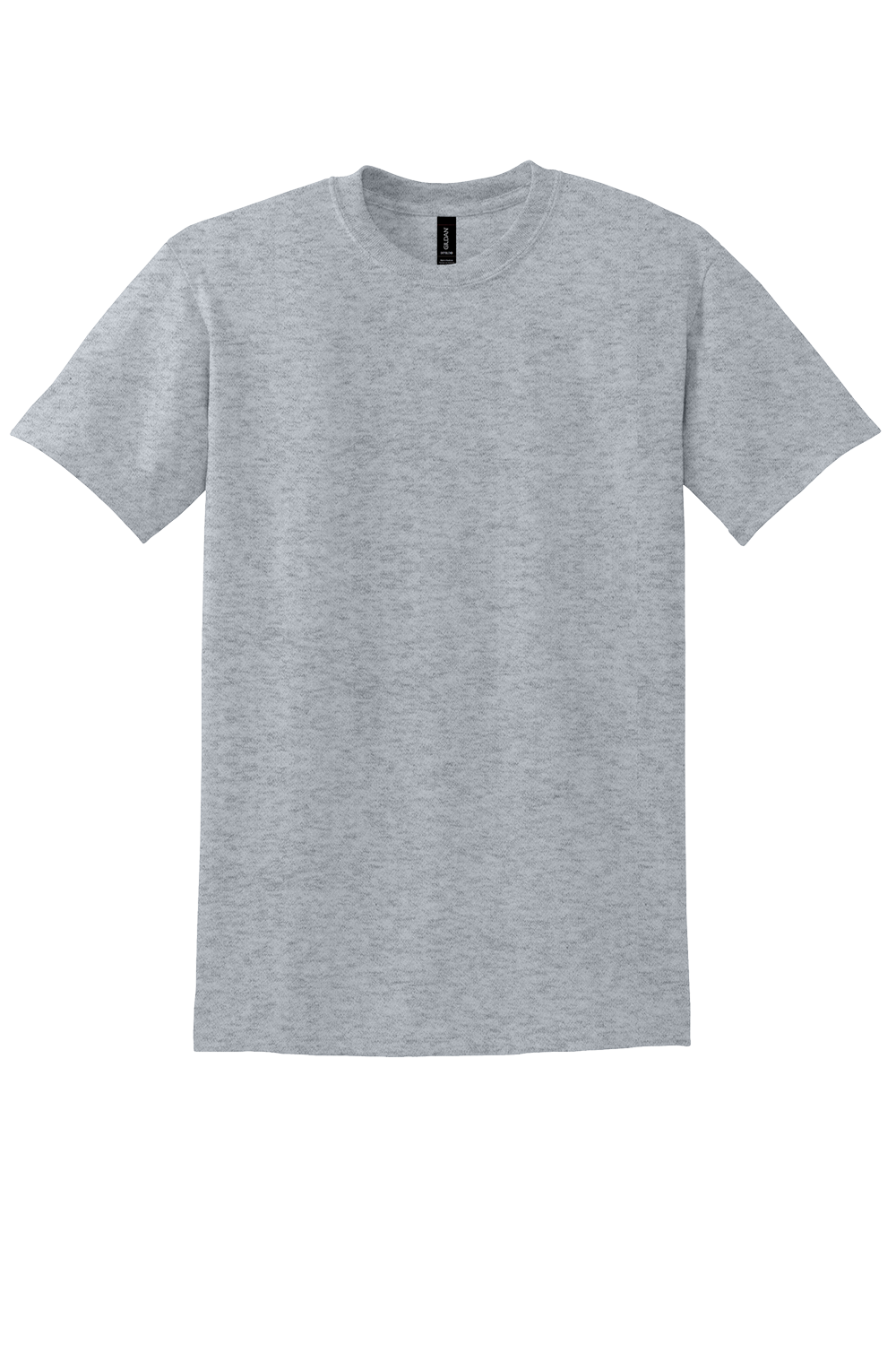 Heather gray short-sleeved crewneck t-shirt on a white background.