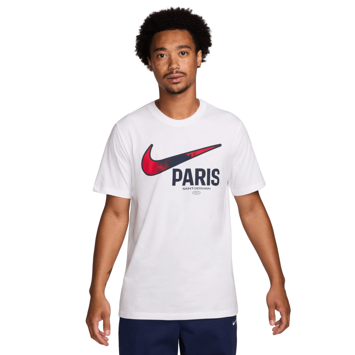 Nike Paris Saint-Germain Swoosh Tee Soccer FV8555-100 White Nike Paris Saint-Germain Swoosh Tee Soccer FV8555-100 White