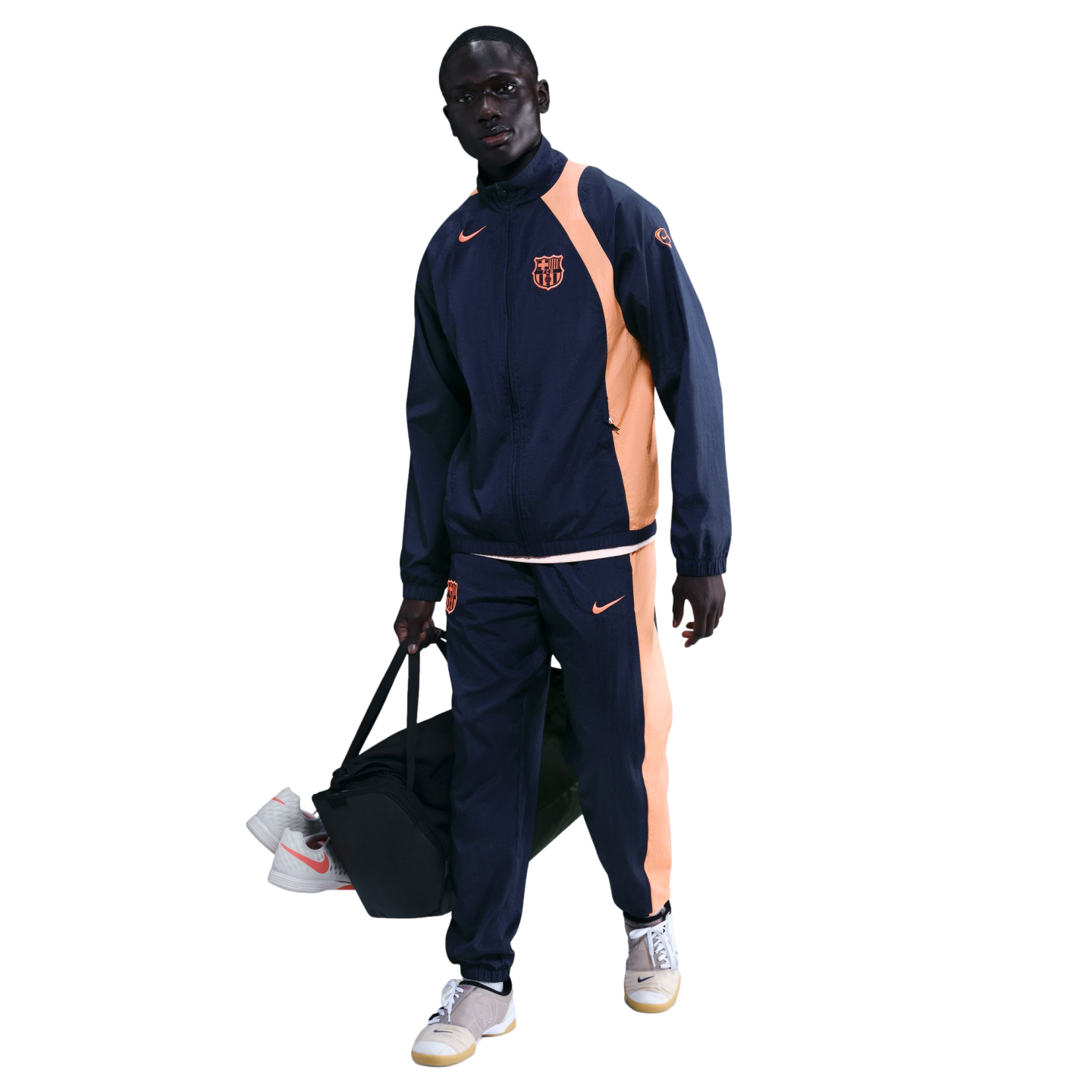 Qatar Airways Nike ジャージ上下セットL Nike Therma-Fit Soccer Jacket FCB Qatar Airways Blue Hooded Full