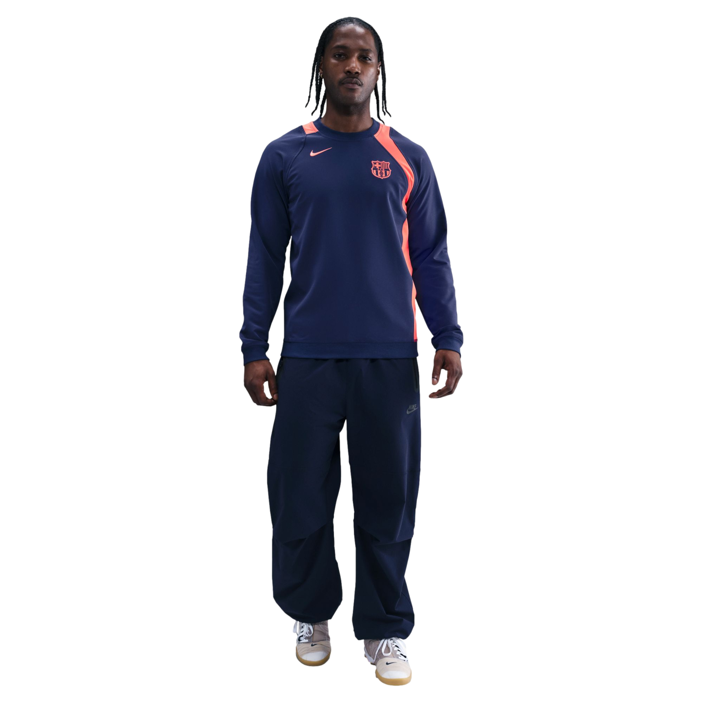 Nike Barcelona T90 Crew Sweatshirt Soccer HQ9778-410 Navy Blue Nike Barcelona T90 Crew Sweatshirt Soccer HQ9778-410 Navy Blue
