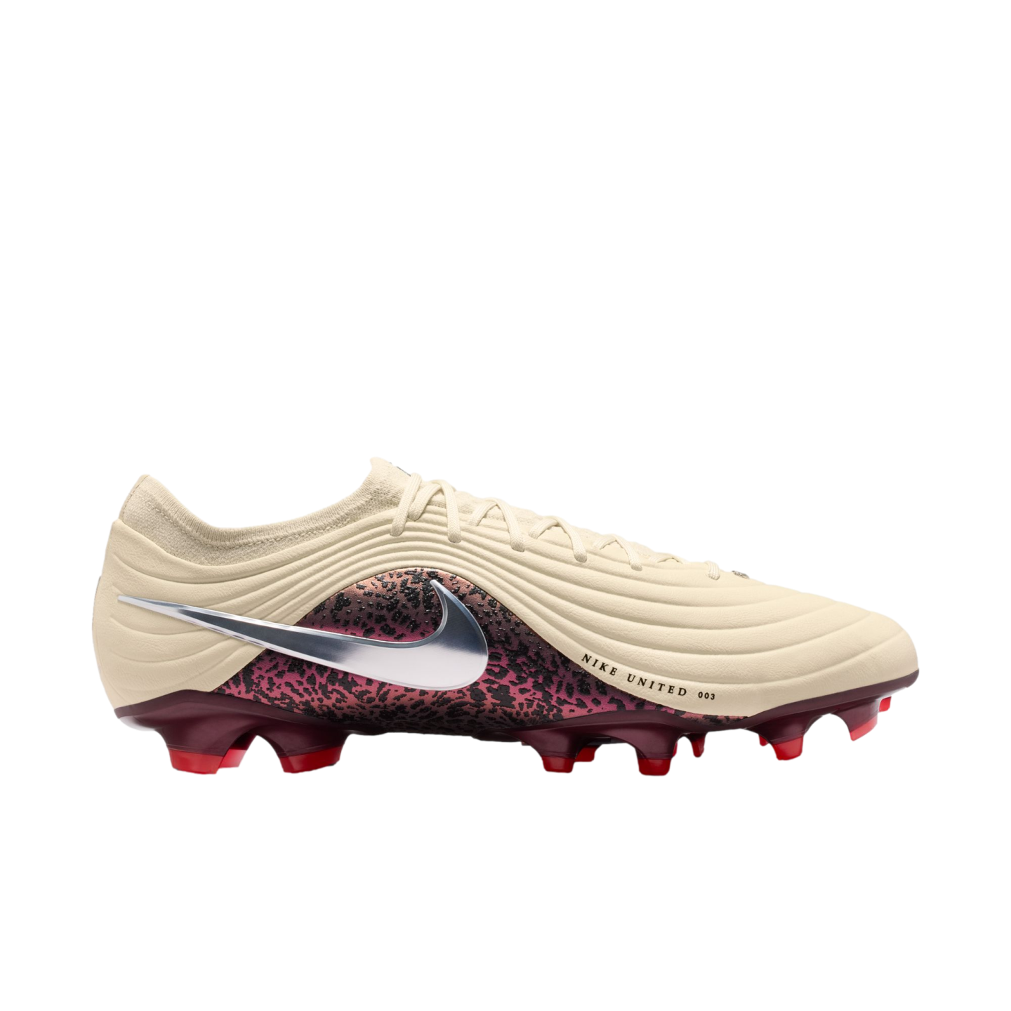 Nike men’s Maroon, Cream & Silver Soccer Cleats with Leopard Accent Nike Zoom Vapor 16 Academy NU3 Firm/Multi Ground Soccer  main image 2