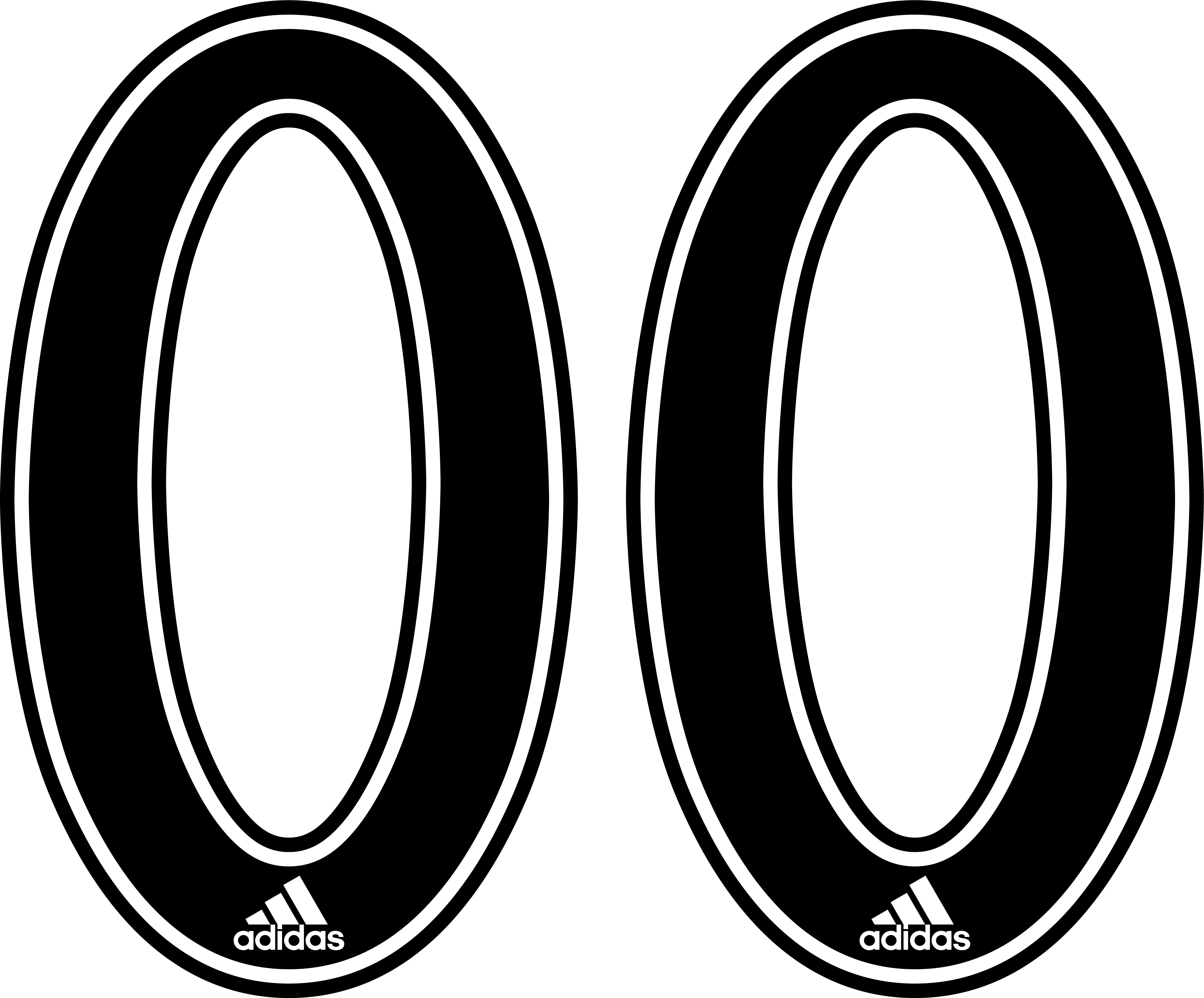 Two large black number zeros with white outlines. A small white Adidas logo is positioned at the base of each digit.