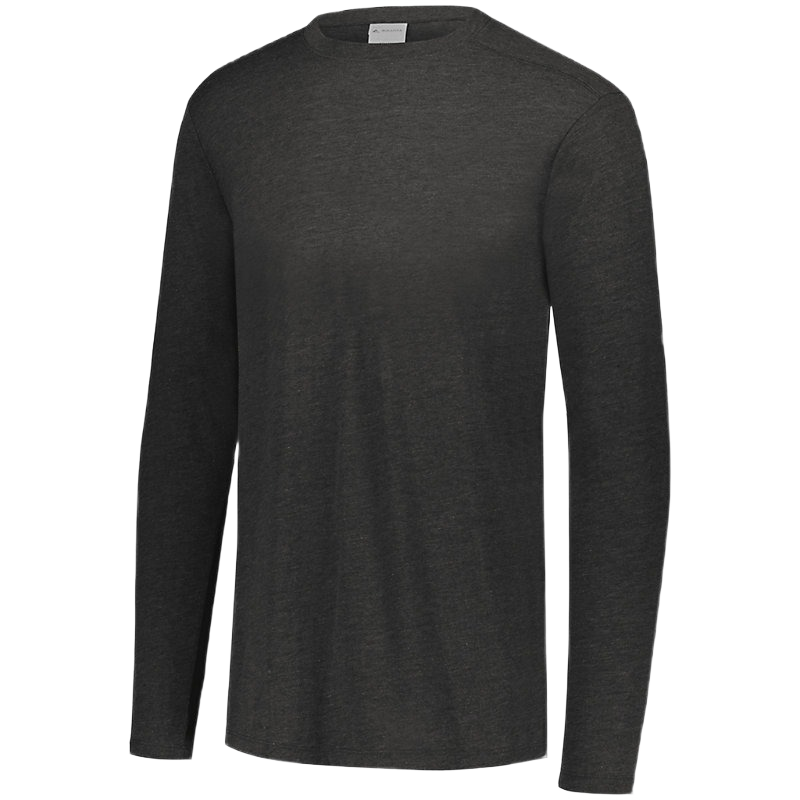 Augusta Youth Long Sleeve Tri-Blend Tee - Black Heather