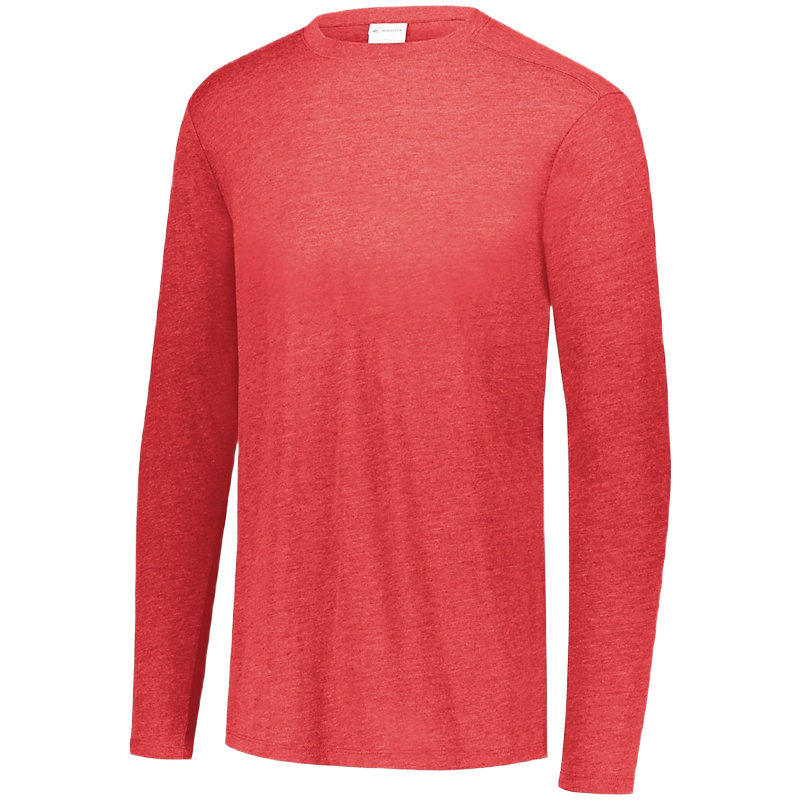 Augusta Youth Long Sleeve Tri-Blend Tee - Red Heather