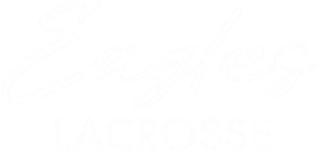 A white logo with "Eagles" in cursive script above "LACROSSE" in all-caps block letters on a black background.