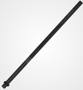 A sleek black pool cue shaft with "CALIBER" printed near the end, positioned diagonally against a plain light background.