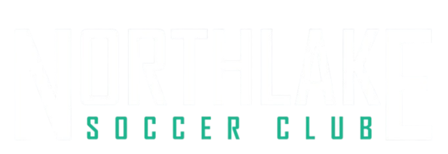 Logo for Northlake Soccer Club with "NORTHLAKE" in large white text above "SOCCER CLUB" in smaller teal text against a black background.