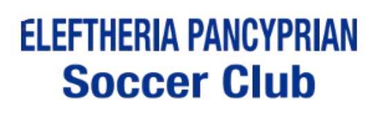 Logo for ELEFTHERIA PANCYPRIAN Soccer Club in blue text.
