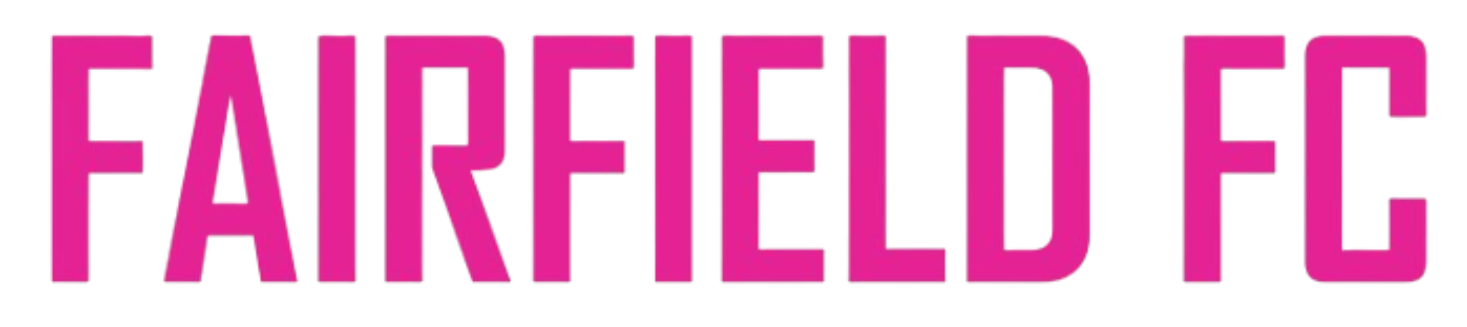 Bold, bright pink uppercase text reading "FAIRFIELD FC" in a blocky sans-serif font against a black background.