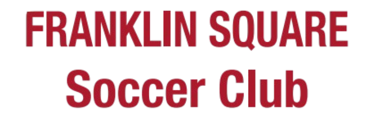 Text logo reading "FRANKLIN SQUARE Soccer Club" in bold, dark red sans-serif font.