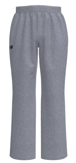 Light grey New Balance sweatpants with a straight-leg fit, elastic waistband, and small black logo on the left hip.