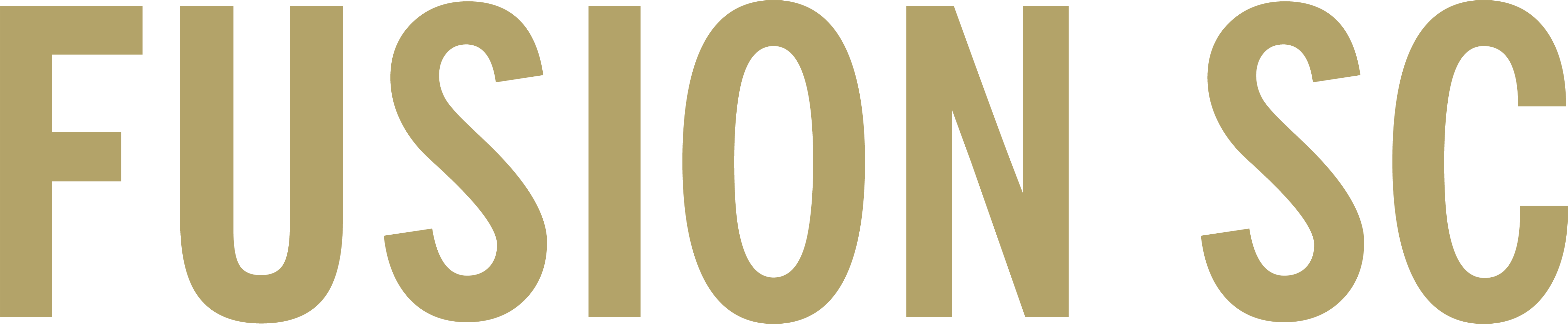 A gold-colored graphic for Fusion Text Gold, featuring the words "FUSION SC" in a bold, sans-serif font.