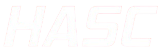 The word "HASC" in bold, italicized white capital letters against a black background.