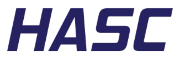 Logo featuring the word "HASC" in a bold, italicized, dark blue font.