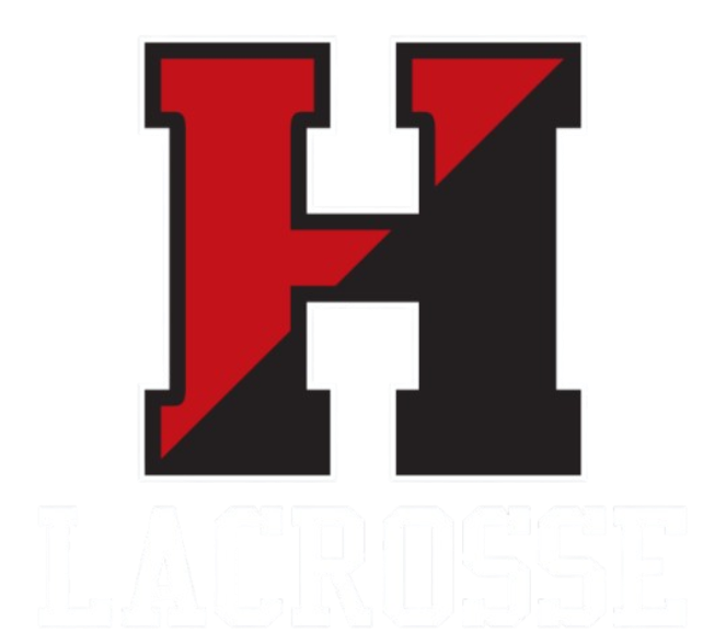 Logo featuring a large red and black diagonally split letter 'H' above the word 'LACROSSE' in white block letters.