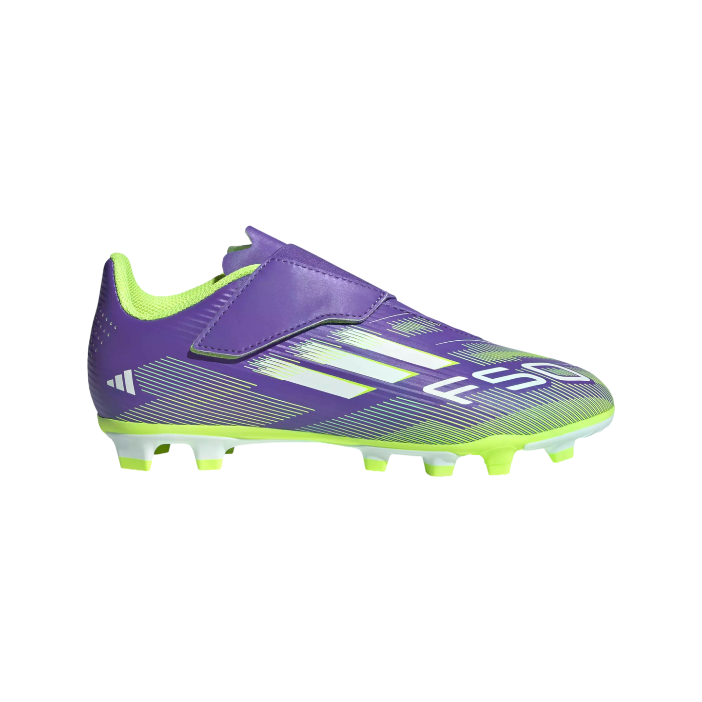 Adidas F50 Club Velcro Youth Firm Ground Cleats Soccer JI0036 Purple