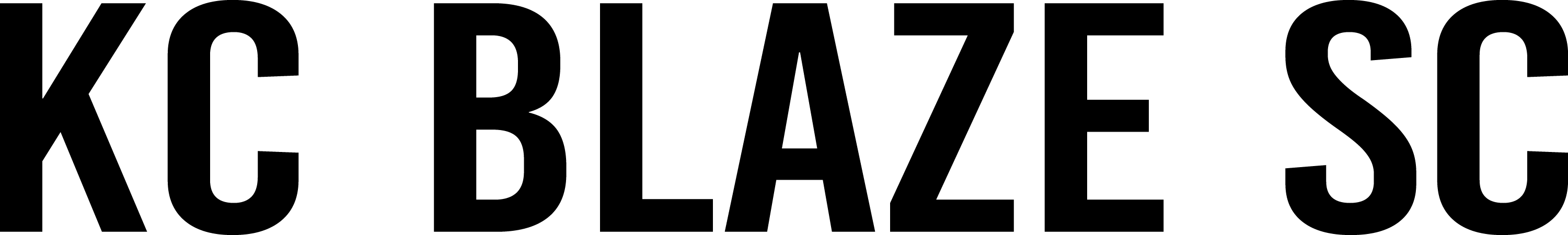 The text "KC BLAZE SC" in a bold, black, sans-serif font against a white background.
