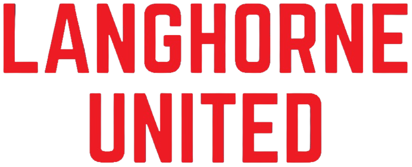 The text "LANGHORNE UNITED" in bold red capital letters on a black background.