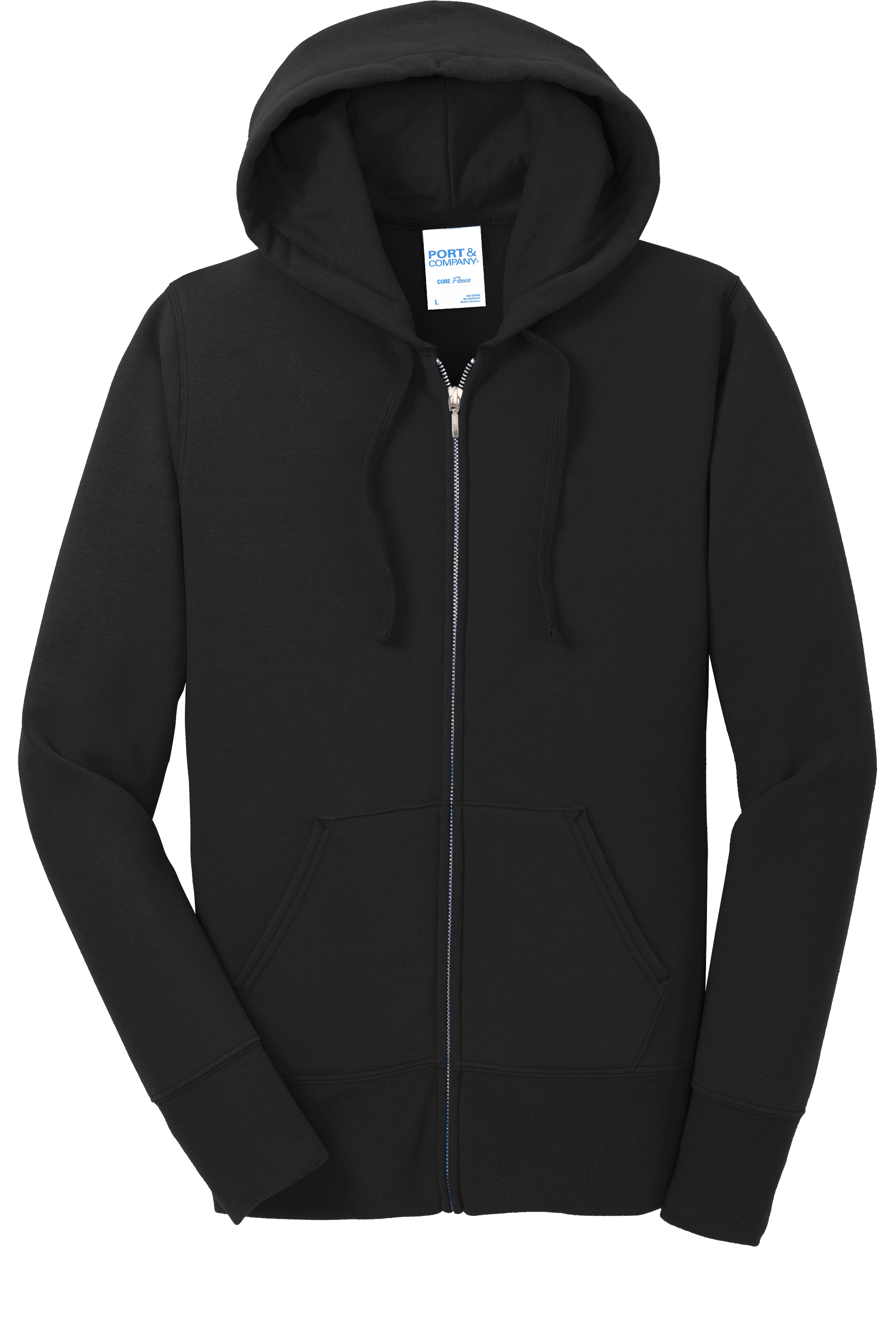Port & Co Women's Core Fleece Full-Zip Hooded Sweatshirt - Black