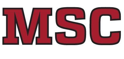 The letters "MSC" in a bold, dark red block font with a thick black outline.