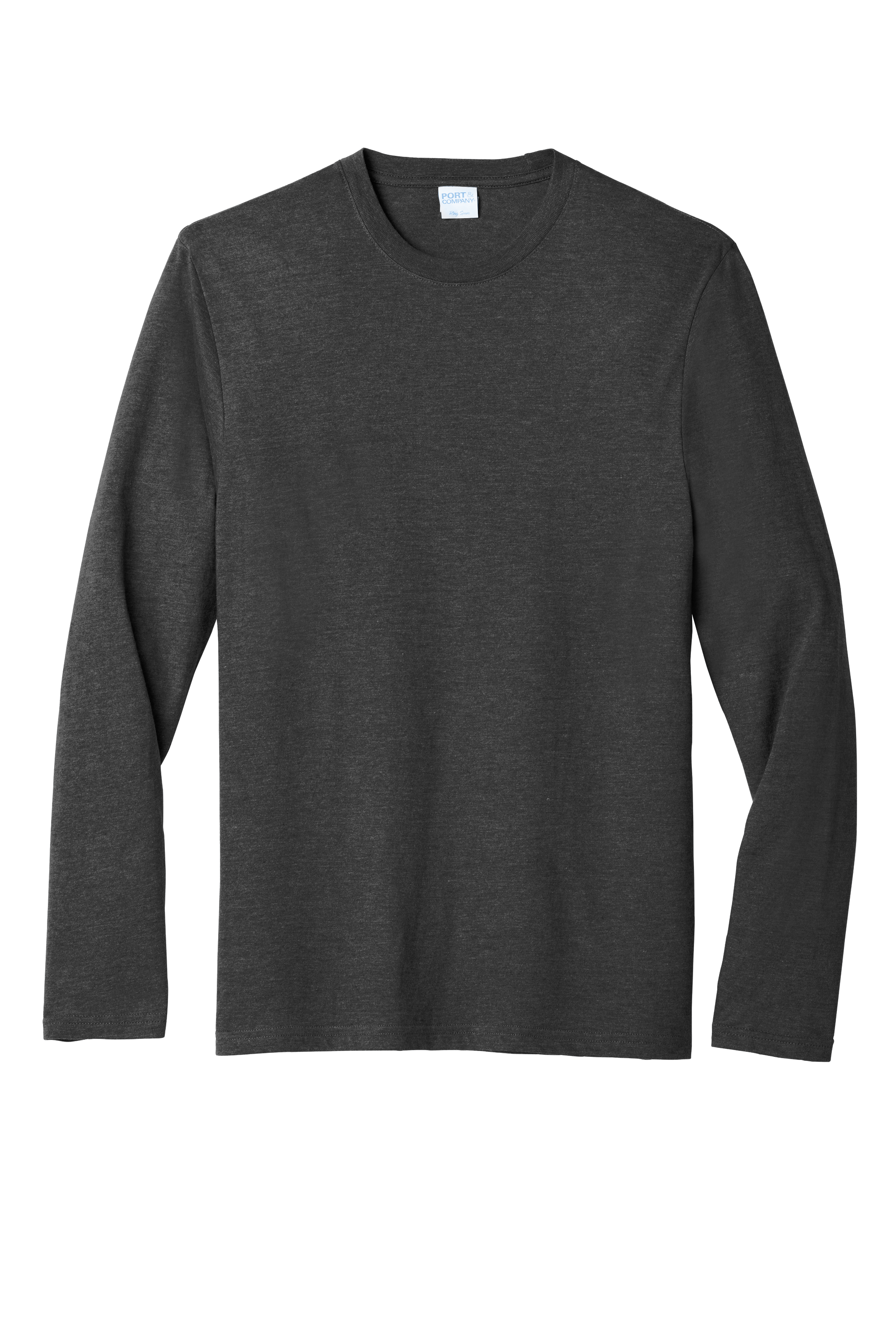 Port & Co Long Sleeve Fan Favorite Blend Tee-Black Heather