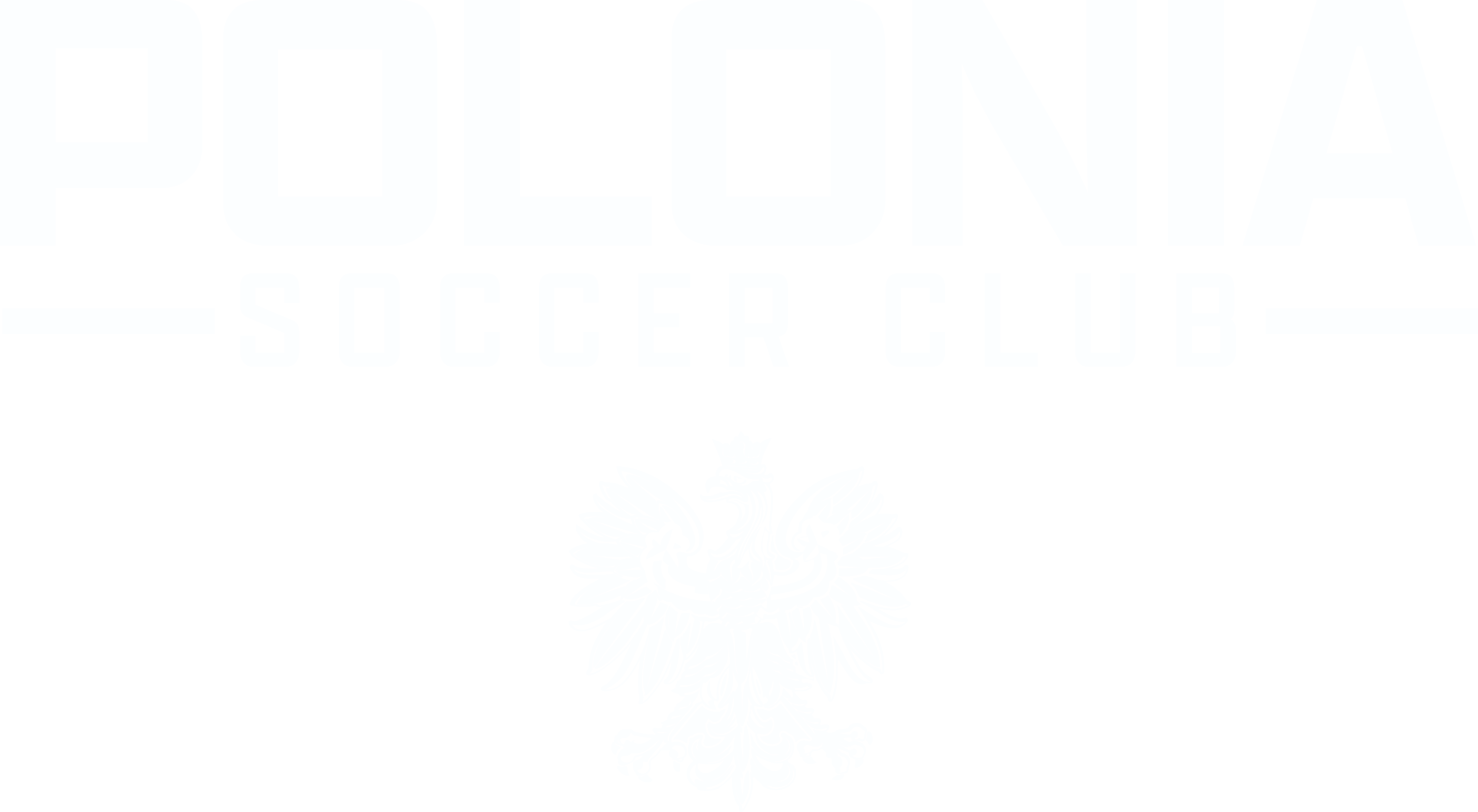 White Polonia Soccer Club logo with the team name in bold above a stylized Polish eagle crest.