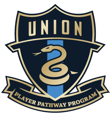 Union Player Pathway Program logo: a navy shield with gold "UNION" text, a coiled snake over a blue stripe, and a banner reading "PLAYER PATHWAY PROGRAM" at the bottom.