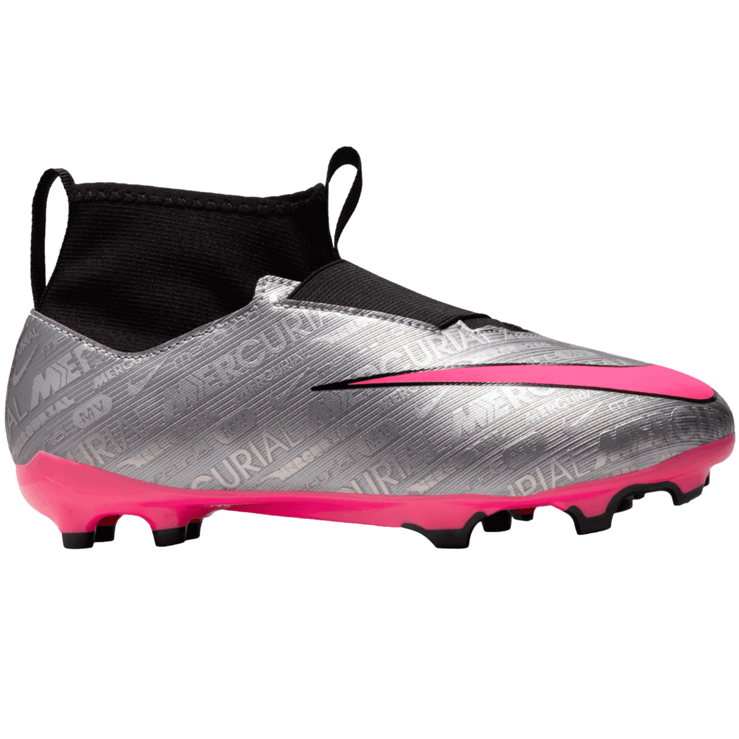 Nike Kids Zoom Mercurial Superfly 9 Academy XXV FG Soccer Cleats Size 5.5 Silver Pink