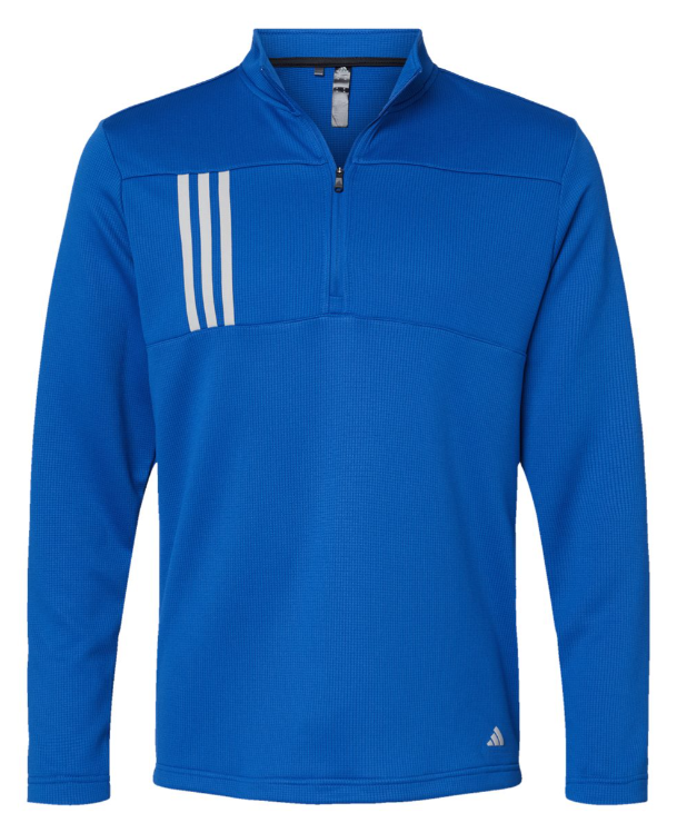 Men's 3-Stripes Double-Knit Quarter-Zip Pullover - Royal Royal