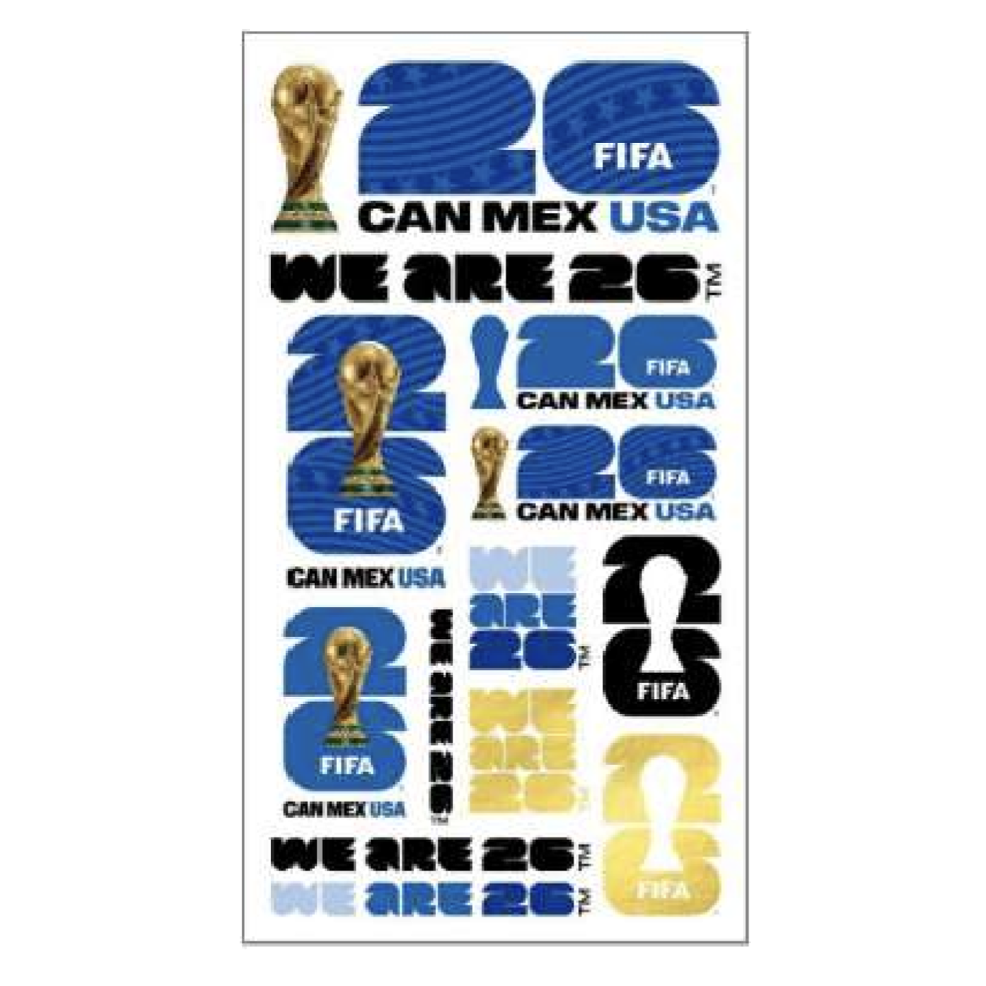 World Cup 2026 USA Host Country Tattoo Sheet Soccer F26-ST-0022 White