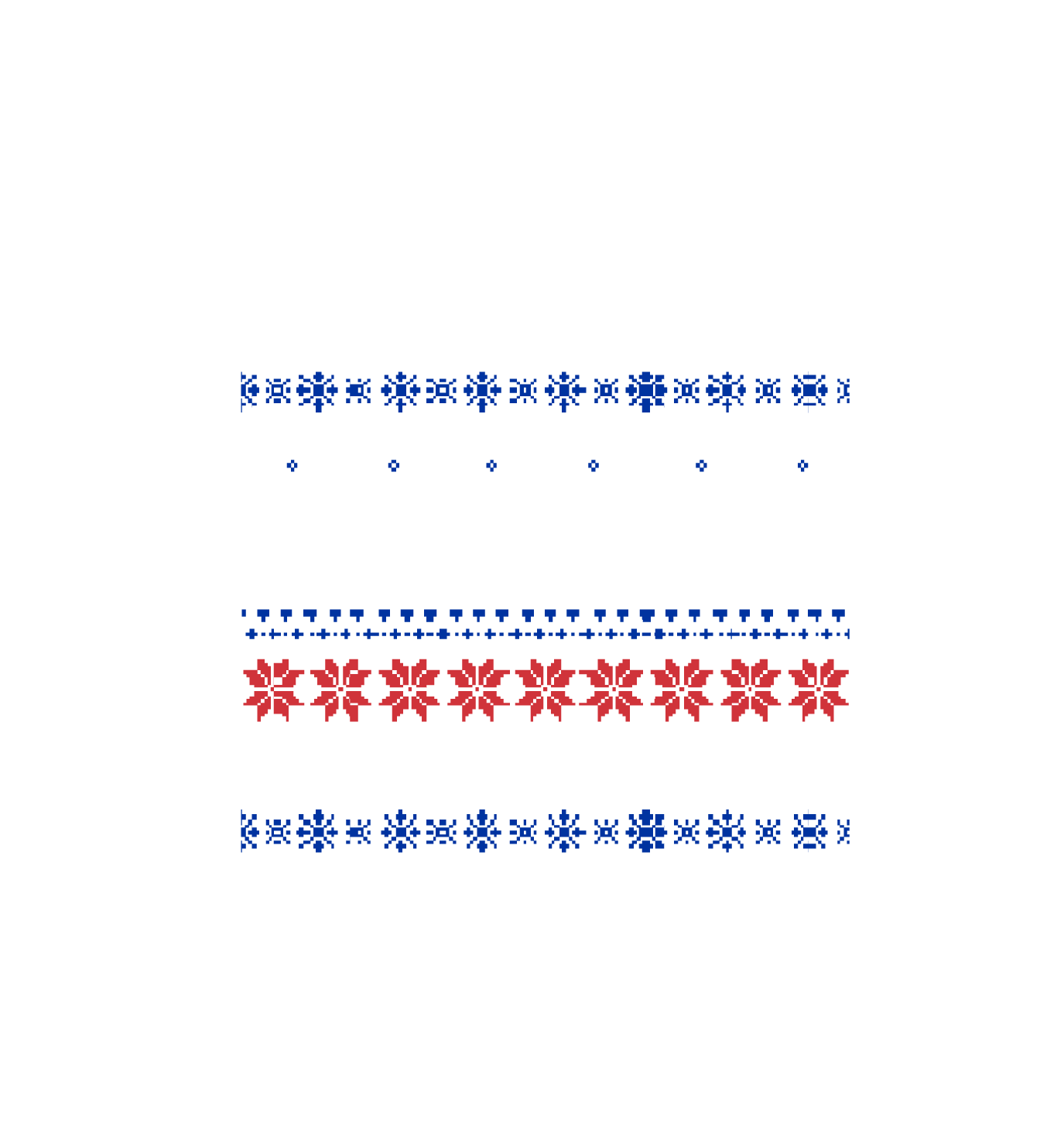 Pixelated holiday sweater design on a black background featuring rows of reindeer, pine trees, snowflakes, red geometric patterns, and Soccer Post F.C. logos.