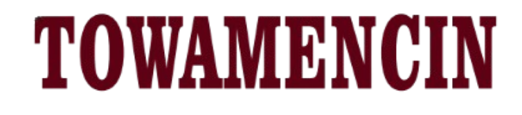 The word "TOWAMENCIN" in bold, maroon, capital serif letters on a white background.