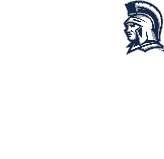Trojan Soccer logo on a black background featuring a large white script "Trojan" in a circle, "SOCCER" arched below, and a navy and silver Trojan warrior head in the top right corner.