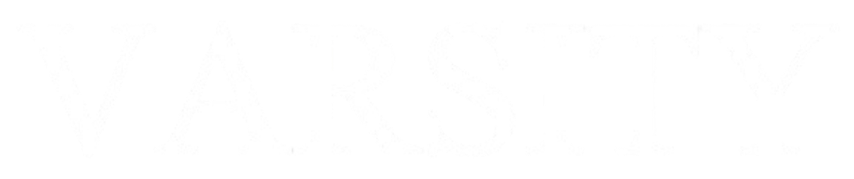 Bold white serif text reading "VARSITY" on a solid black background.