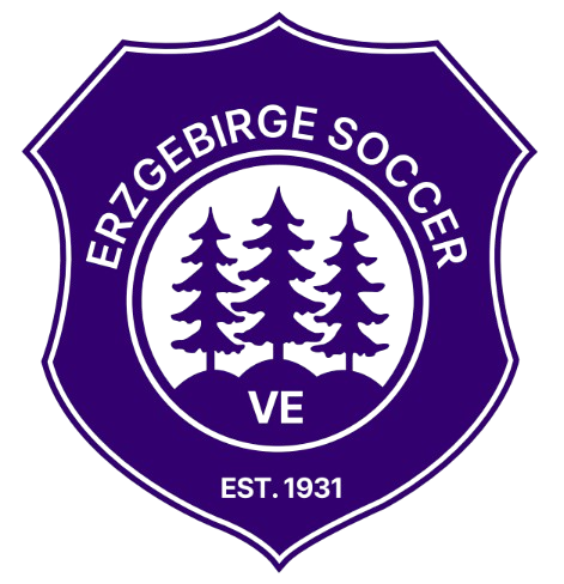 Erzgebirge Soccer shield logo in purple and white, featuring three pine trees in a center circle above 'VE' and 'EST. 1931' at the bottom.
