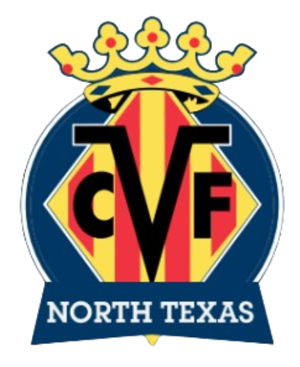 A logo featuring a gold crown atop a diamond with red and yellow stripes. Large black "CVF" letters sit in the center, with a blue banner at the bottom reading "NORTH TEXAS."