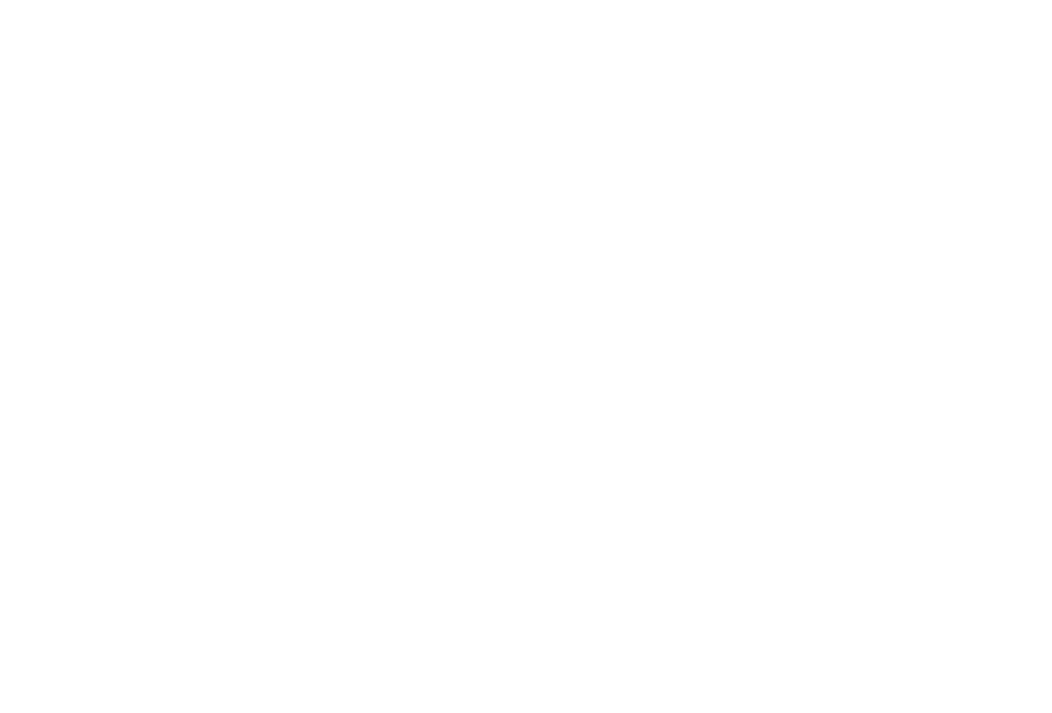 Logo for W Financial Advisors. A large white serif "W" is flanked by horizontal lines above the words "FINANCIAL ADVISORS" on a black background.