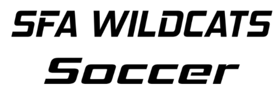 Black text in a distressed, bold font reads "SFA WILDCATS" on the top line and "Soccer" in a script-style font on the second line.
