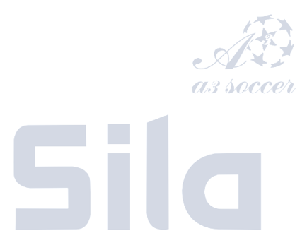 Light gray "Sila" text in a large bold font, with an "a3 soccer" logo and a star-patterned soccer ball in the upper right corner.