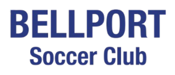 Text reading "BELLPORT Soccer Club" in a bold navy blue sans-serif font.