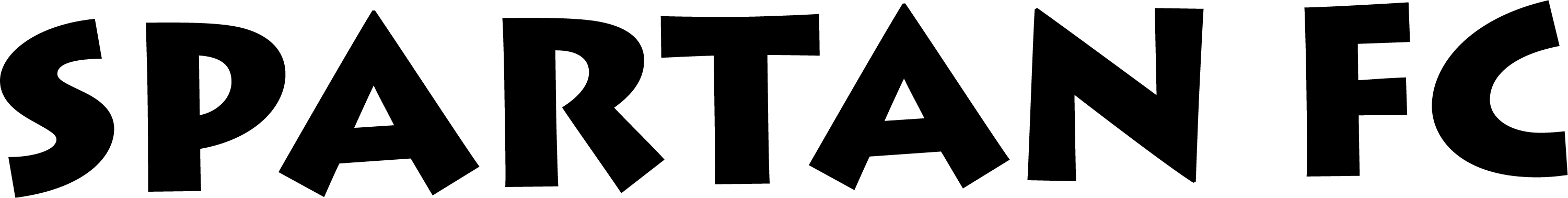 A solid black horizontal banner featuring the Spartan FC "TEXT" in a full black design.